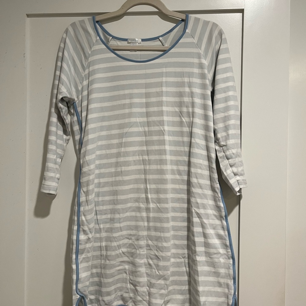 LAKE Striped Gray and Blue Women's Pajama Dress